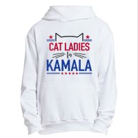 Cat Ladies For Kamala Funny Cat 2024 President Kamala Harris Urban Pullover Hoodie