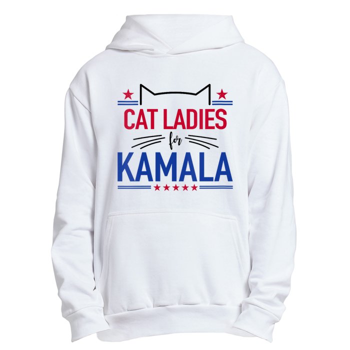 Cat Ladies For Kamala Funny Cat 2024 President Kamala Harris Urban Pullover Hoodie