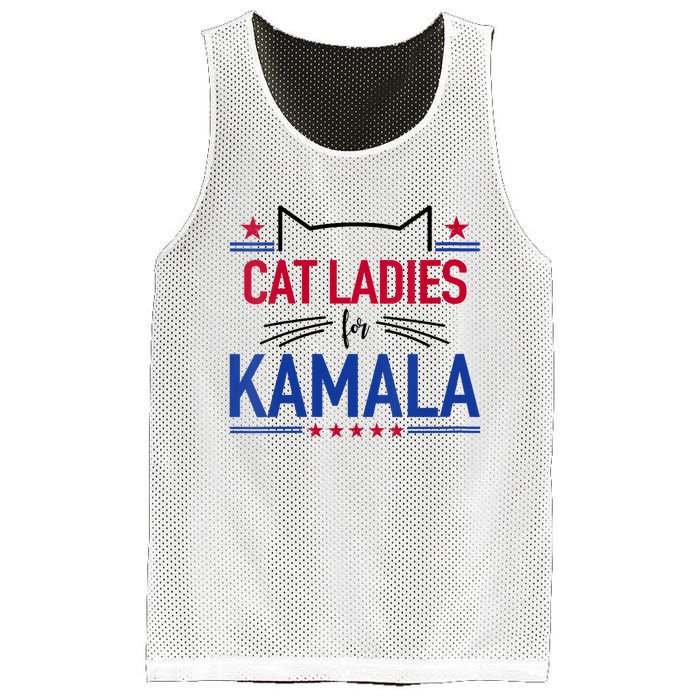 Cat Ladies For Kamala Funny Cat 2024 President Kamala Harris Mesh Reversible Basketball Jersey Tank