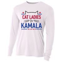 Cat Ladies For Kamala Funny Cat 2024 President Kamala Harris Cooling Performance Long Sleeve Crew