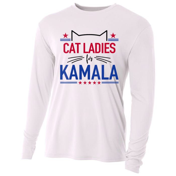 Cat Ladies For Kamala Funny Cat 2024 President Kamala Harris Cooling Performance Long Sleeve Crew