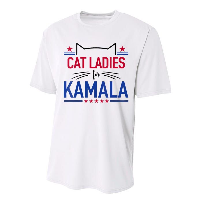 Cat Ladies For Kamala Funny Cat 2024 President Kamala Harris Performance Sprint T-Shirt