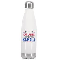 Cat Ladies For Kamala Funny Cat 2024 President Kamala Harris Stainless Steel Insulated Water Bottle