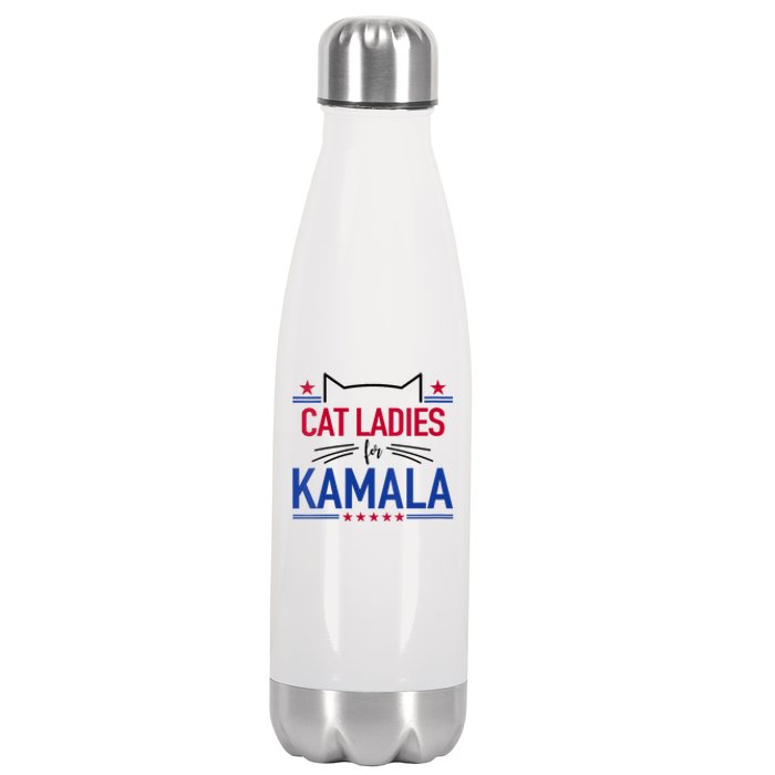 Cat Ladies For Kamala Funny Cat 2024 President Kamala Harris Stainless Steel Insulated Water Bottle