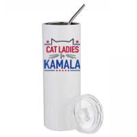 Cat Ladies For Kamala Funny Cat 2024 President Kamala Harris Stainless Steel Tumbler