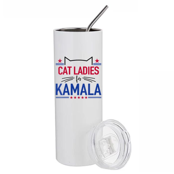 Cat Ladies For Kamala Funny Cat 2024 President Kamala Harris Stainless Steel Tumbler