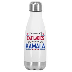 Cat Ladies For Kamala Funny Cat 2024 President Kamala Harris Stainless Steel Insulated Water Bottle