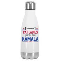 Cat Ladies For Kamala Funny Cat 2024 President Kamala Harris Stainless Steel Insulated Water Bottle