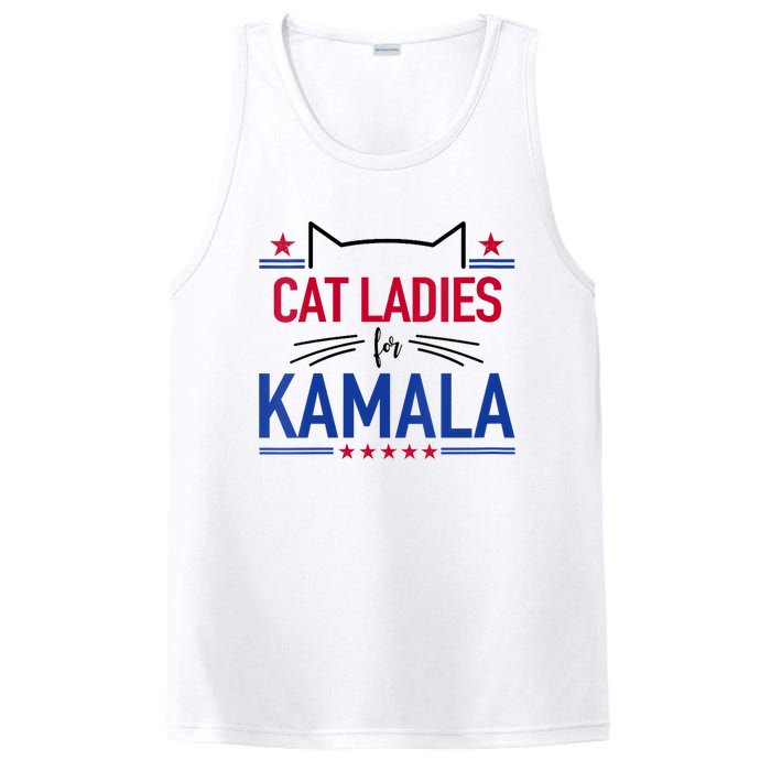 Cat Ladies For Kamala Funny Cat 2024 President Kamala Harris PosiCharge Competitor Tank