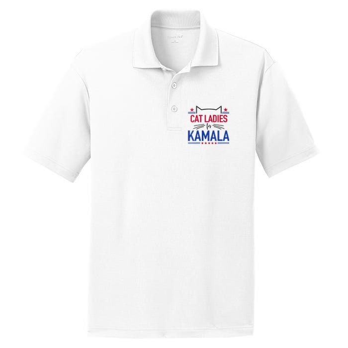 Cat Ladies For Kamala Funny Cat 2024 President Kamala Harris PosiCharge RacerMesh Polo