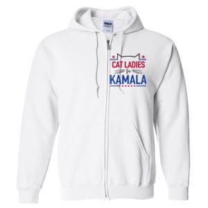 Cat Ladies For Kamala Funny Cat 2024 President Kamala Harris Full Zip Hoodie