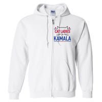 Cat Ladies For Kamala Funny Cat 2024 President Kamala Harris Full Zip Hoodie