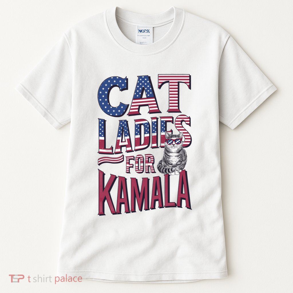 Cat Ladies For Kamala Patriotic Usa Flag Typography Design Tall T-Shirt