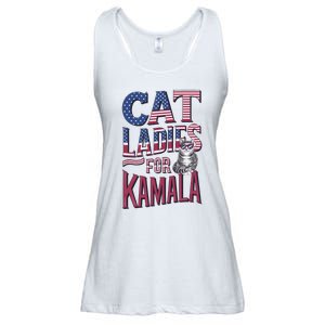 Cat Ladies For Kamala Patriotic Usa Flag Typography Design Ladies Essential Flowy Tank