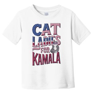 Cat Ladies For Kamala Patriotic Usa Flag Typography Design Toddler T-Shirt