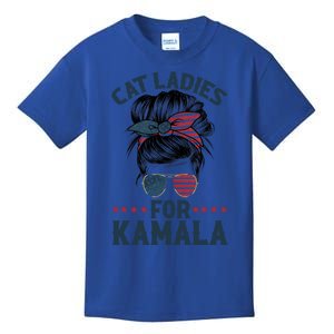 Cat Ladies For Kamala Less Cat Lady Voting Election Usa Gift Kids T-Shirt