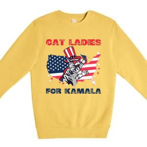 Cat Ladies For Kamala Funny Cat Lady 2024 Premium Crewneck Sweatshirt