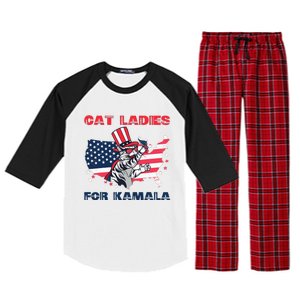 Cat Ladies For Kamala Funny Cat Lady 2024 Raglan Sleeve Pajama Set