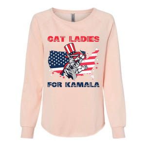 Cat Ladies For Kamala Funny Cat Lady 2024 Womens California Wash Sweatshirt