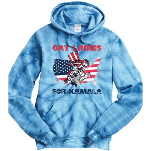 Cat Ladies For Kamala Funny Cat Lady 2024 Tie Dye Hoodie