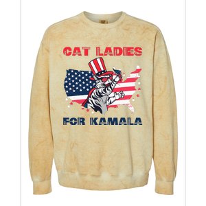 Cat Ladies For Kamala Funny Cat Lady 2024 Colorblast Crewneck Sweatshirt