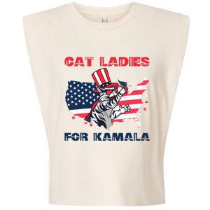 Cat Ladies For Kamala Funny Cat Lady 2024 Garment-Dyed Women's Muscle Tee