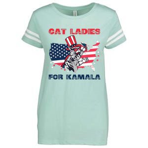 Cat Ladies For Kamala Funny Cat Lady 2024 Enza Ladies Jersey Football T-Shirt