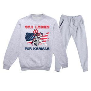 Cat Ladies For Kamala Funny Cat Lady 2024 Premium Crewneck Sweatsuit Set