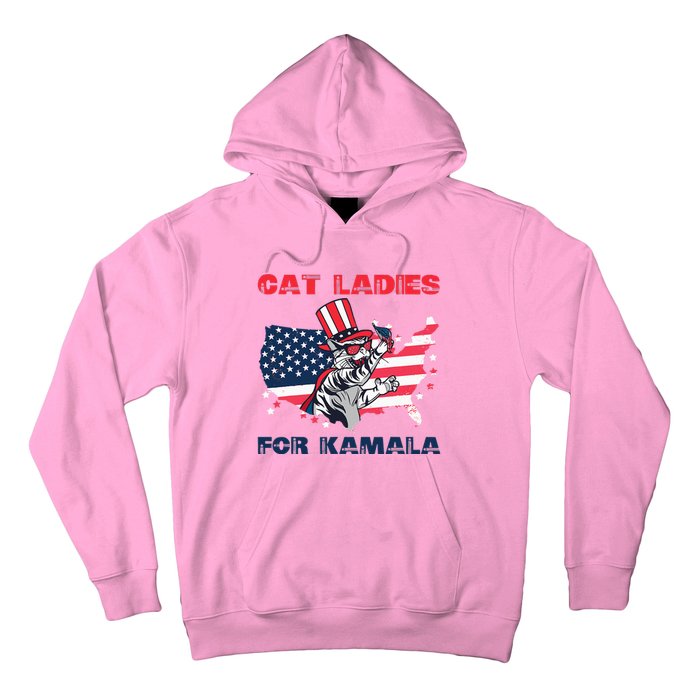 Cat Ladies For Kamala Funny Cat Lady 2024 Hoodie