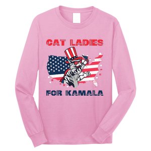 Cat Ladies For Kamala Funny Cat Lady 2024 Long Sleeve Shirt