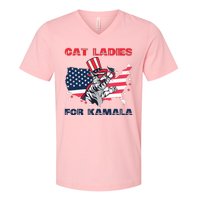 Cat Ladies For Kamala Funny Cat Lady 2024 V-Neck T-Shirt