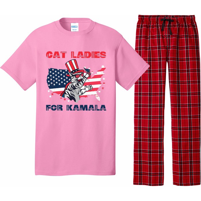 Cat Ladies For Kamala Funny Cat Lady 2024 Pajama Set