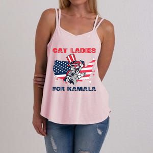 Cat Ladies For Kamala Funny Cat Lady 2024 Women's Strappy Tank