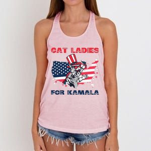 Cat Ladies For Kamala Funny Cat Lady 2024 Women's Knotted Racerback Tank