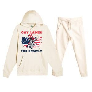 Cat Ladies For Kamala Funny Cat Lady 2024 Premium Hooded Sweatsuit Set