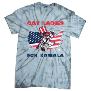 Cat Ladies For Kamala Funny Cat Lady 2024 Tie-Dye T-Shirt