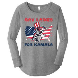 Cat Ladies For Kamala Funny Cat Lady 2024 Women's Perfect Tri Tunic Long Sleeve Shirt