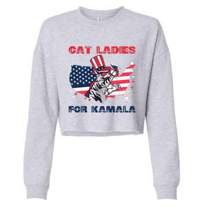 Cat Ladies For Kamala Funny Cat Lady 2024 Cropped Pullover Crew