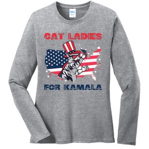 Cat Ladies For Kamala Funny Cat Lady 2024 Ladies Long Sleeve Shirt