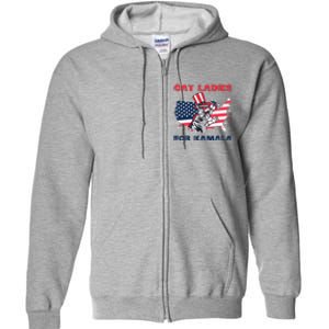 Cat Ladies For Kamala Funny Cat Lady 2024 Full Zip Hoodie