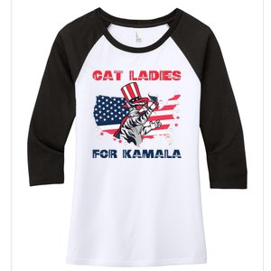 Cat Ladies For Kamala Funny Cat Lady 2024 Women's Tri-Blend 3/4-Sleeve Raglan Shirt