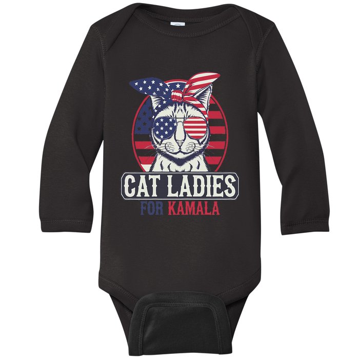 Cat Ladies For Kamala Harris President Election Women Baby Long Sleeve Bodysuit