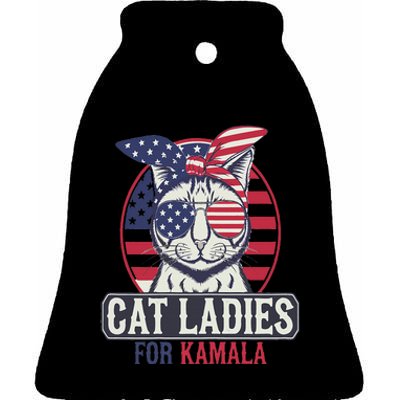 Cat Ladies For Kamala Harris President Election Women Ceramic Bell Ornament