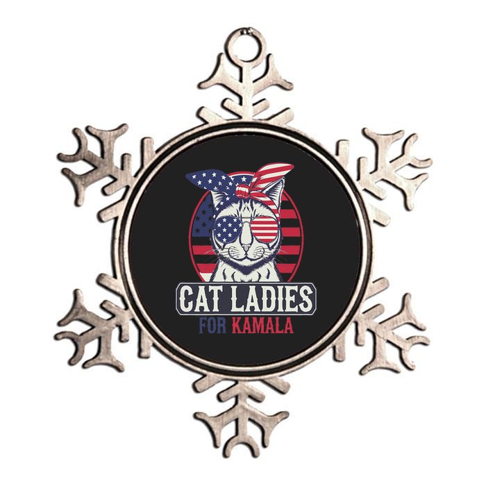 Cat Ladies For Kamala Harris President Election Women Metallic Star Ornament