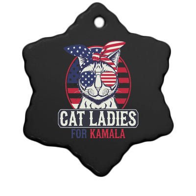 Cat Ladies For Kamala Harris President Election Women Ceramic Star Ornament