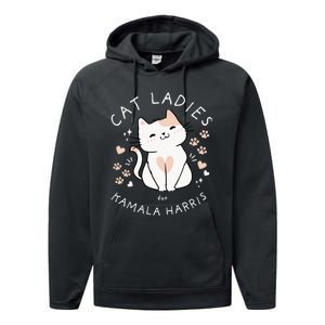 Cat Ladies For Kamala Harris Project Coconut Tree For President Performance Fleece Hoodie