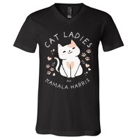 Cat Ladies For Kamala Harris Project Coconut Tree For President V-Neck T-Shirt