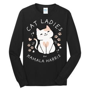 Cat Ladies For Kamala Harris Project Coconut Tree For President Tall Long Sleeve T-Shirt