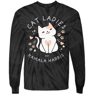 Cat Ladies For Kamala Harris Project Coconut Tree For President Tie-Dye Long Sleeve Shirt