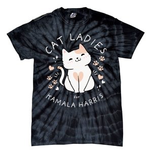 Cat Ladies For Kamala Harris Project Coconut Tree For President Tie-Dye T-Shirt